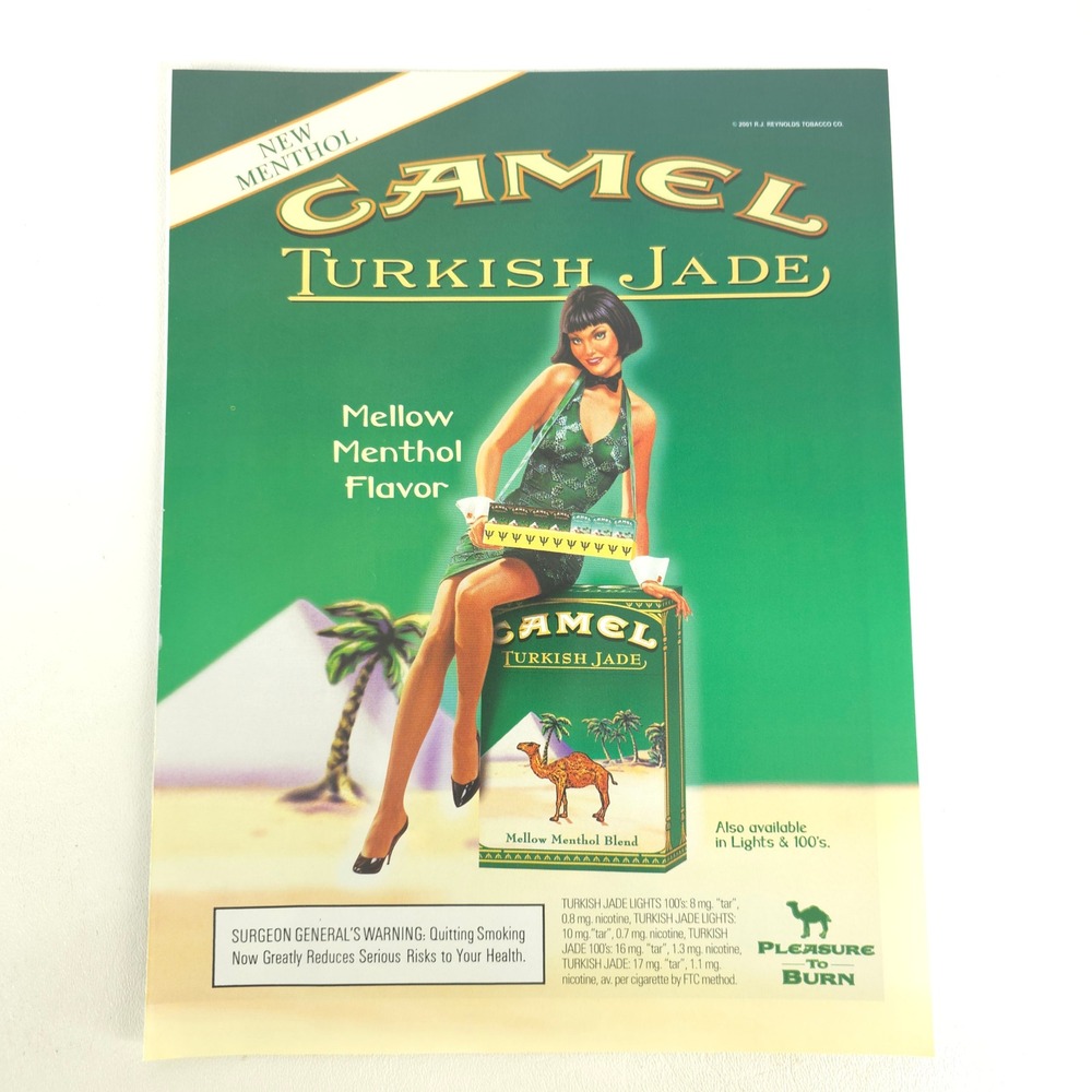 Camel Turkish Gold Print Ad Pleasure To Burn Retro Pinup Y2K 90s Wall Art Decor